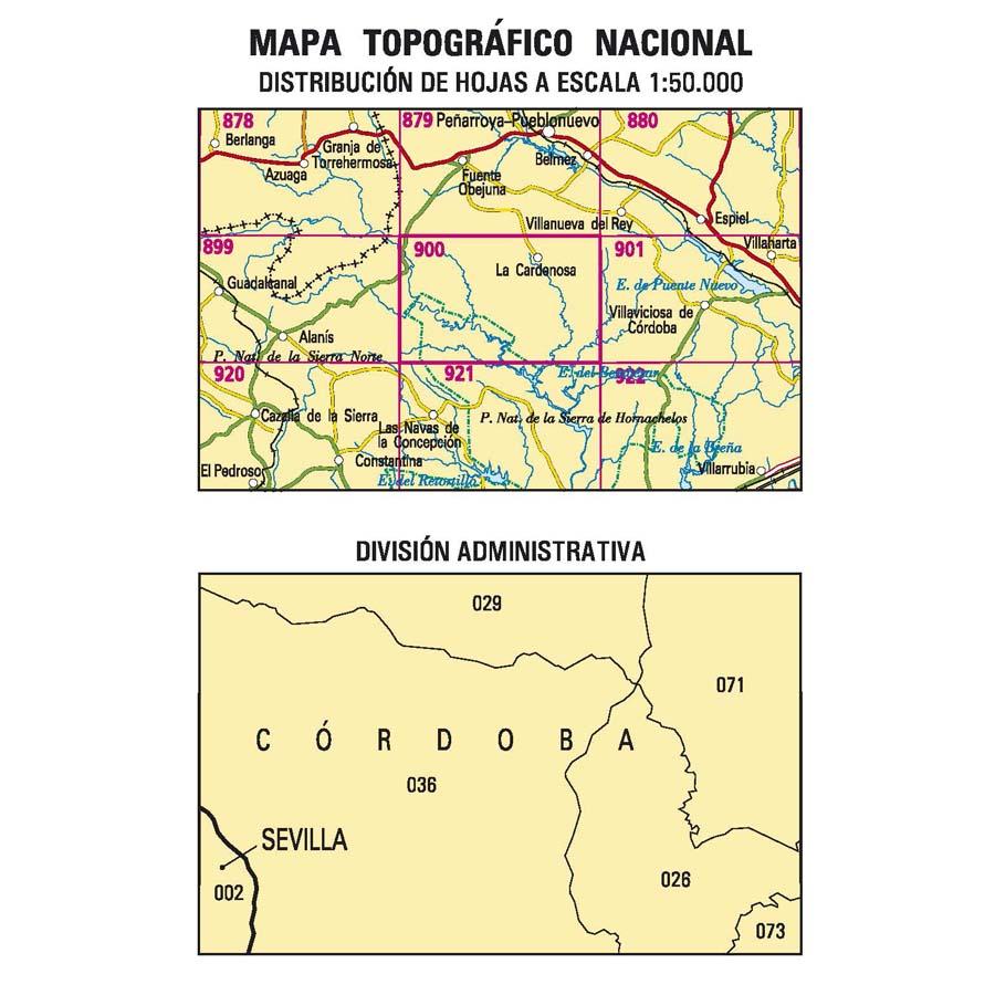 Carte topographique de l'Espagne n° 0900 - La Cardenchosa | CNIG - 1/50 000 carte de randonnée CNIG