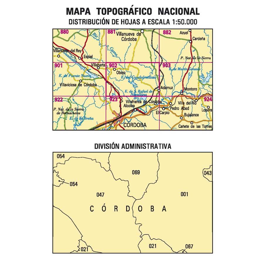 Carte topographique de l'Espagne n° 0902 - Adamuz | CNIG - 1/50 000 carte de randonnée CNIG
