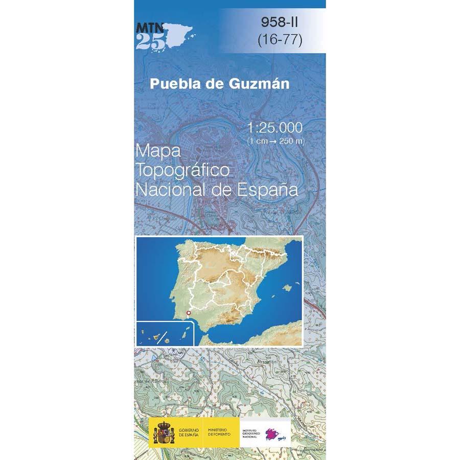 Carte topographique de l'Espagne n° 0958.2 - Puebla de Guzmán | CNIG - 1/25 000 carte de randonnée CNIG