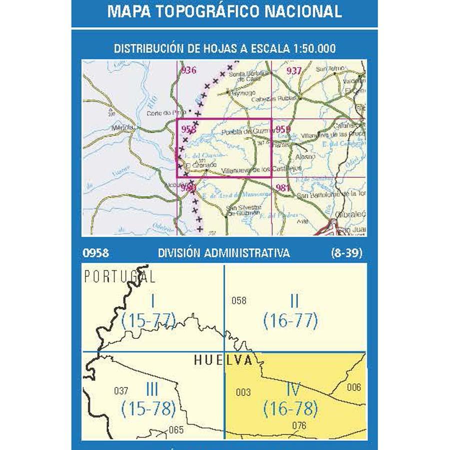 Carte topographique de l'Espagne n° 0958.4 - El Almendro | CNIG - 1/25 000 carte de randonnée CNIG