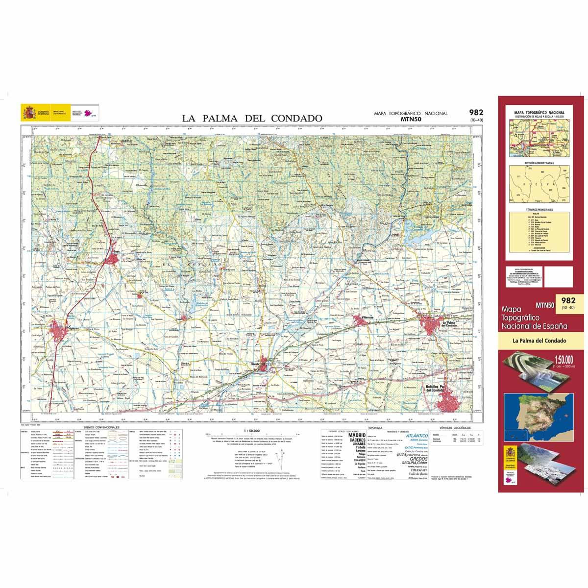 Carte topographique de l'Espagne n° 0982 - La Palma del Condado | CNIG - 1/50 000 carte de randonnée CNIG