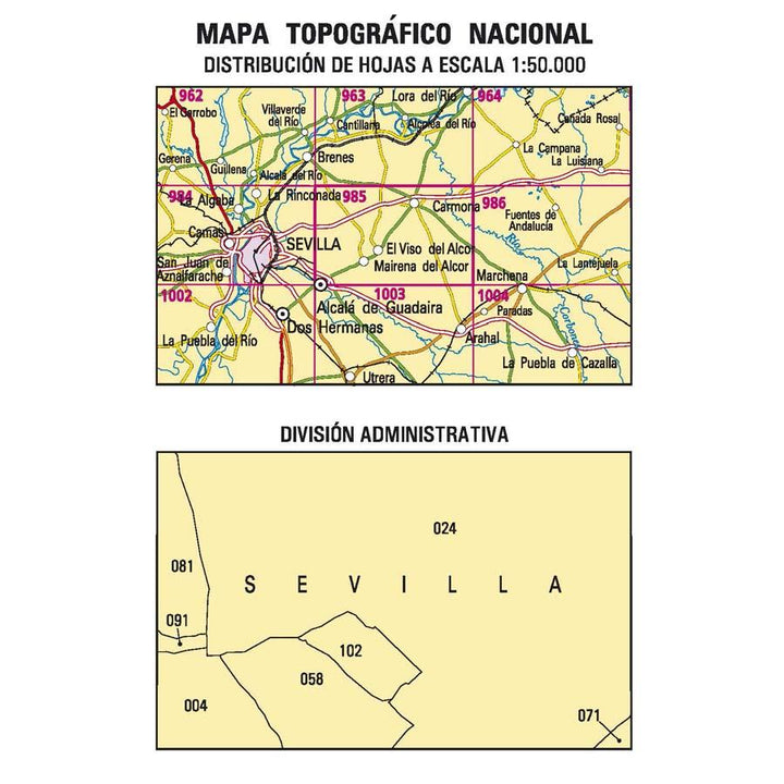 Carte topographique de l'Espagne n° 0985 - Alcalá de Guadaira | CNIG - 1/50 000 carte pliée CNIG 