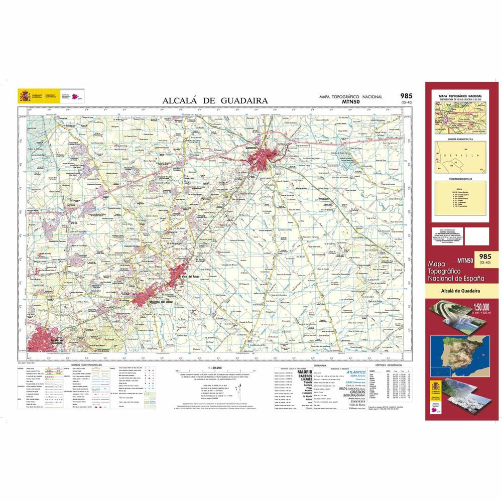 Carte topographique de l'Espagne n° 0985 - Alcalá de Guadaira | CNIG - 1/50 000 carte pliée CNIG 