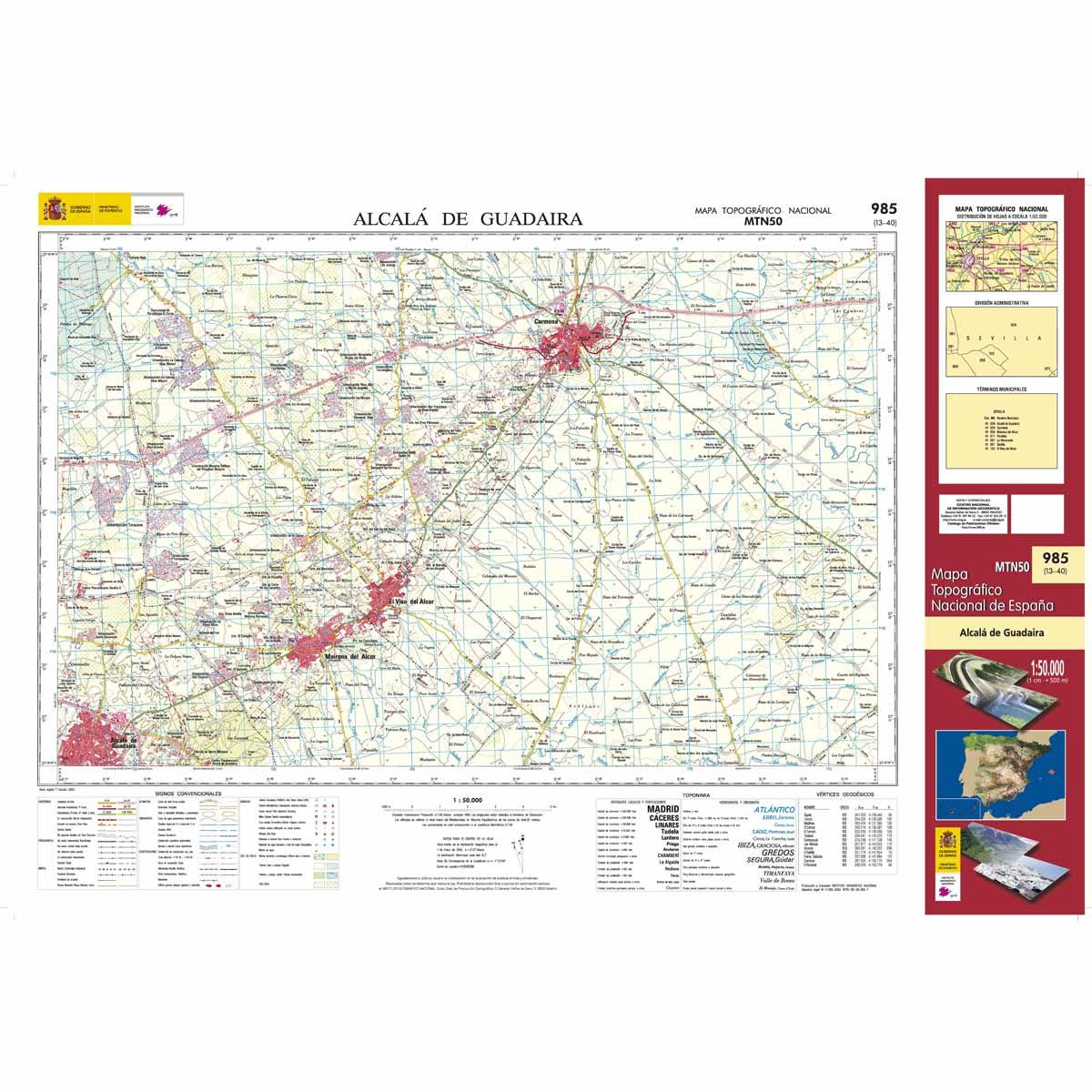 Carte topographique de l'Espagne n° 0985 - Alcalá de Guadaira | CNIG - 1/50 000 carte de randonnée CNIG