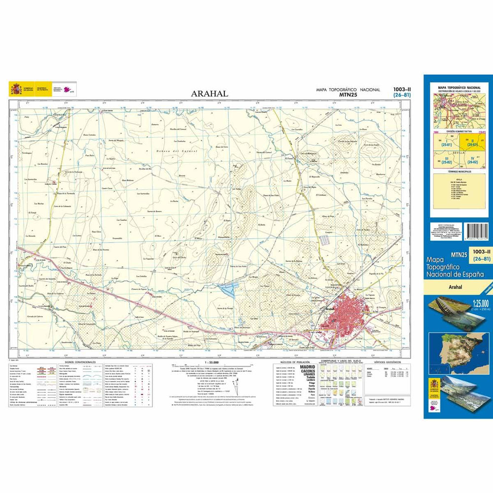 Carte topographique de l'Espagne n° 1003.2 - Arahal | CNIG - 1/25 000 carte pliée CNIG 