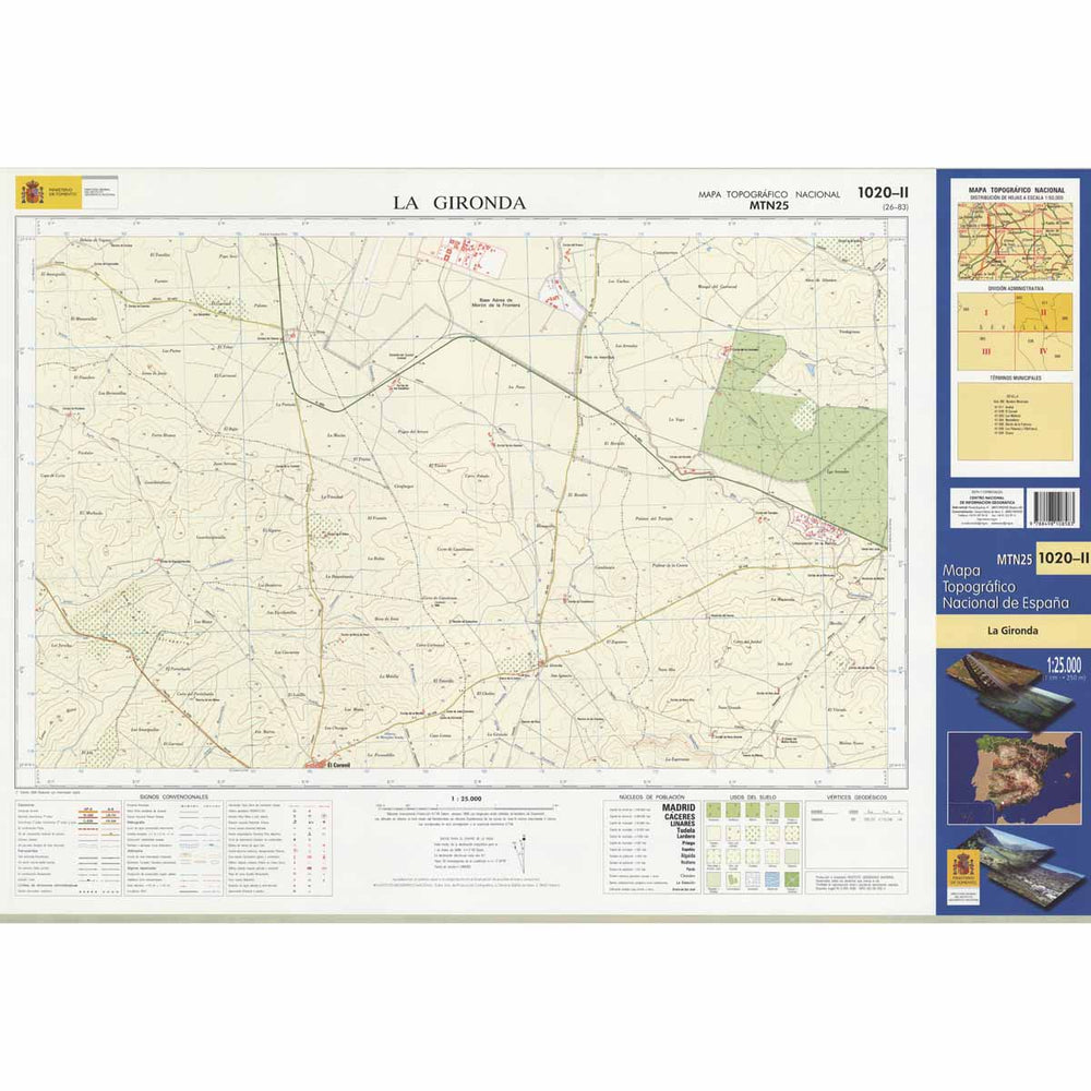 Carte topographique de l'Espagne n° 1020.2 - La Gironda | CNIG - 1/25 000 carte pliée CNIG 