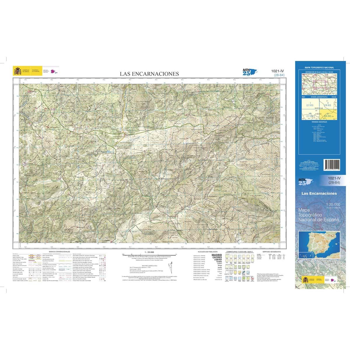 Carte topographique de l'Espagne n° 1021.4 - Las Encarnaciones | CNIG - 1/25 000 carte de randonnée CNIG