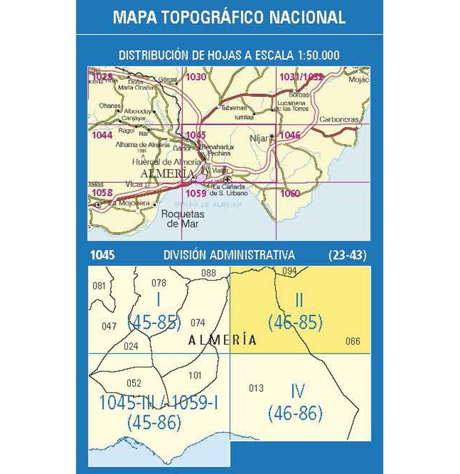 Carte topographique de l'Espagne n° 1045.2 - Níjar | CNIG - 1/25 000 carte de randonnée CNIG