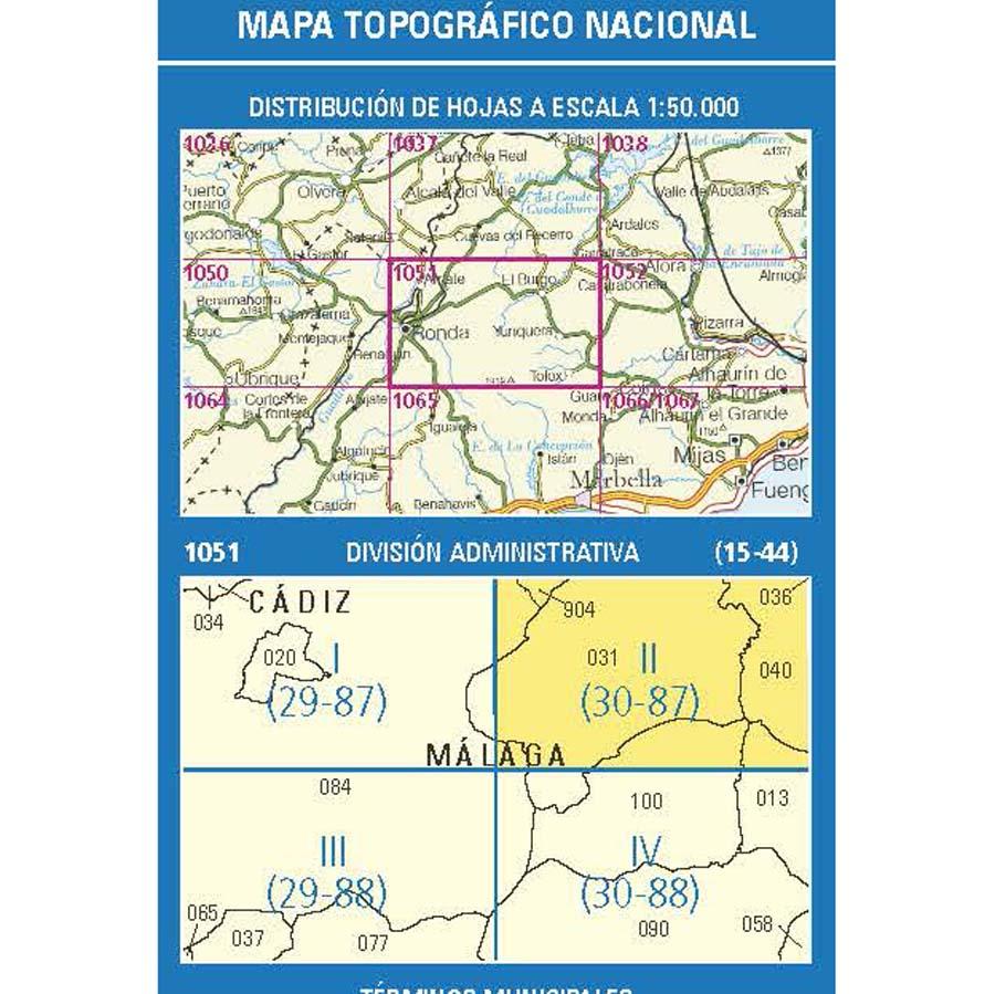 Carte topographique de l'Espagne n° 1051.2 - El Burgo | CNIG - 1/25 000 carte de randonnée CNIG