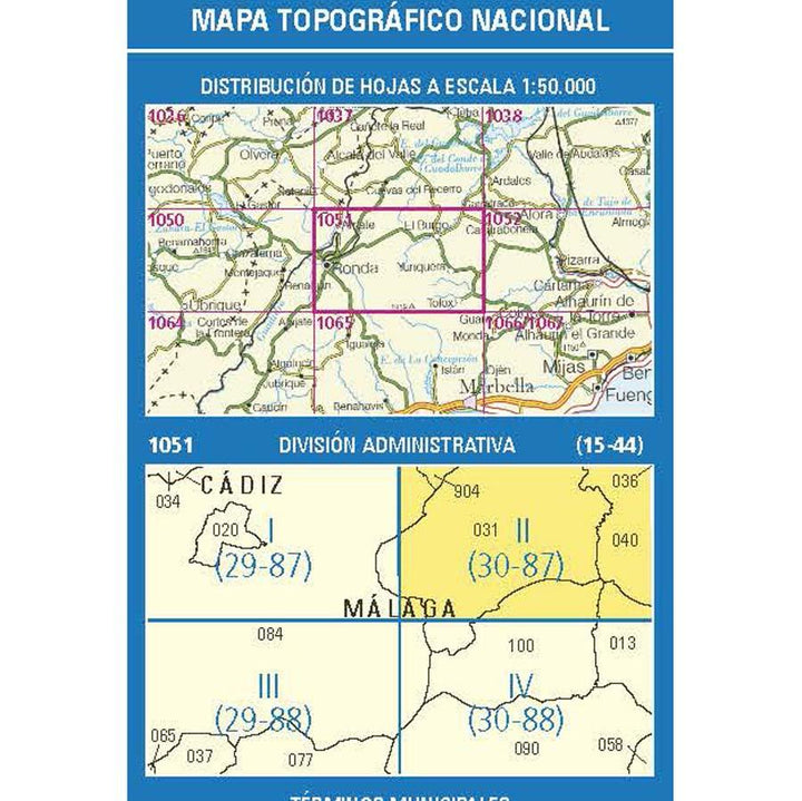Carte topographique de l'Espagne n° 1051.2 - El Burgo | CNIG - 1/25 000 carte pliée CNIG 