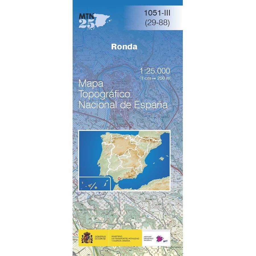 Carte topographique de l'Espagne n° 1051.3 - Ronda | CNIG - 1/25 000 carte pliée CNIG 