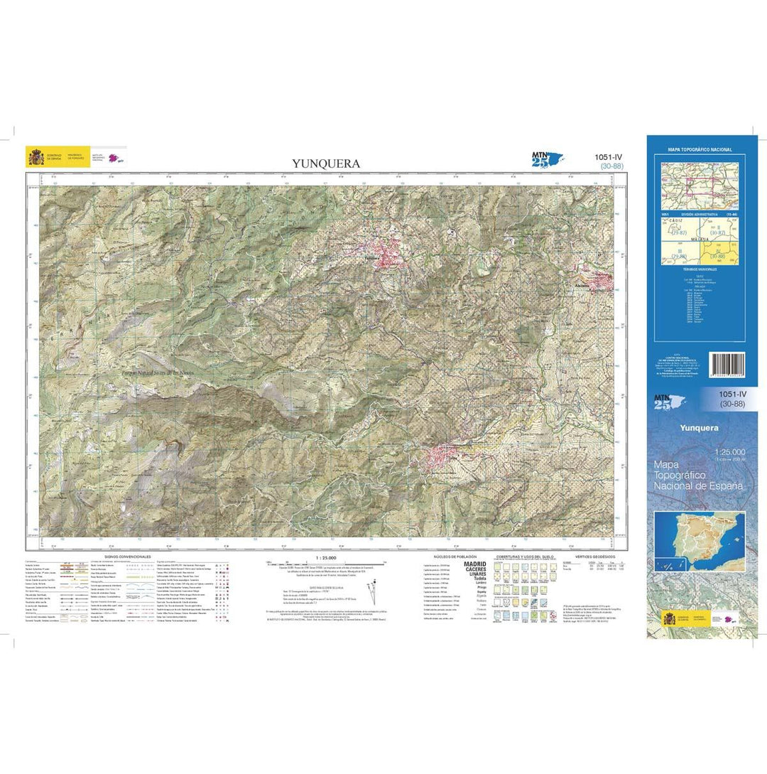 Carte topographique de l'Espagne n° 1051.4 - Yunquera | CNIG - 1/25 000 carte pliée CNIG 