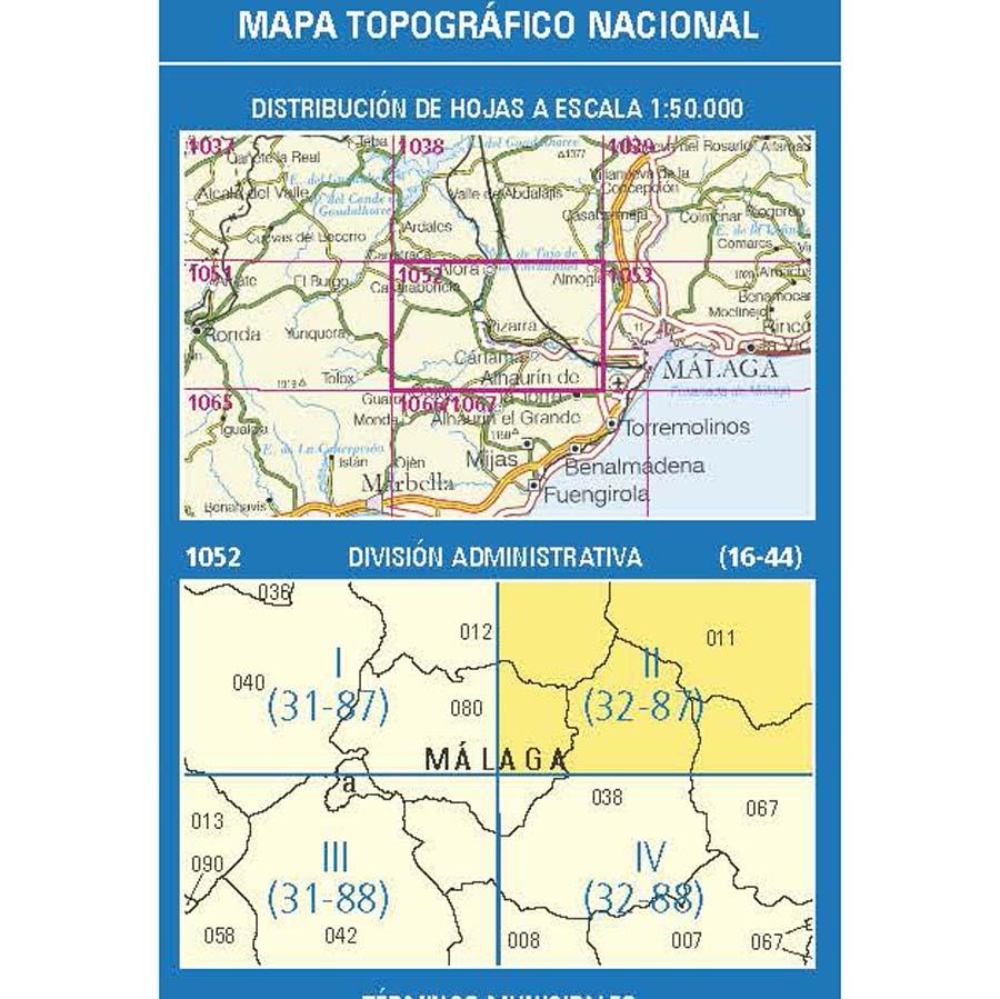 Carte topographique de l'Espagne n° 1052.2 - Almogía | CNIG - 1/25 000 carte pliée CNIG 