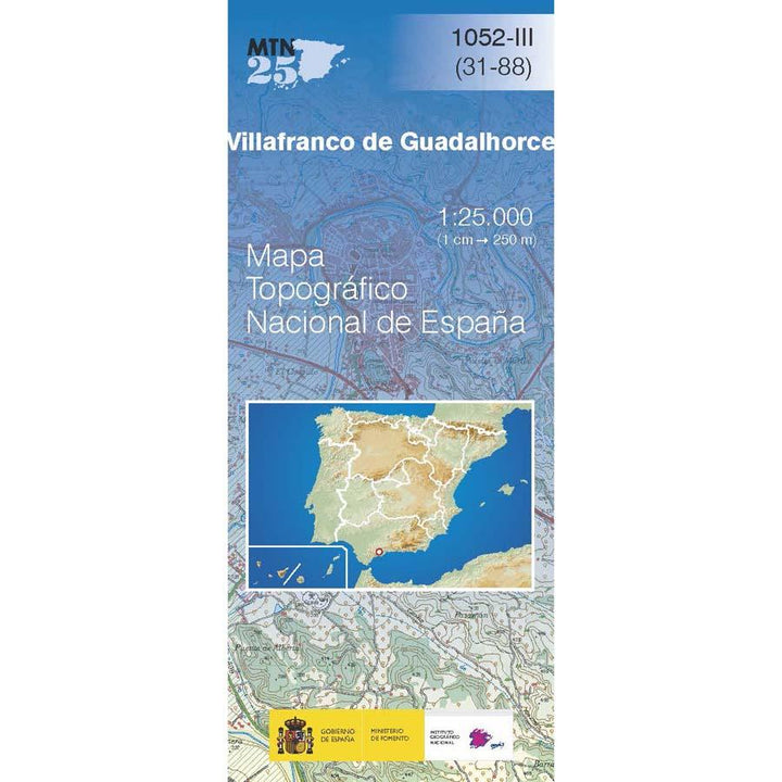 Carte topographique de l'Espagne n° 1052.3 - Villafranco de Guadalhorce | CNIG - 1/25 000 carte pliée CNIG 