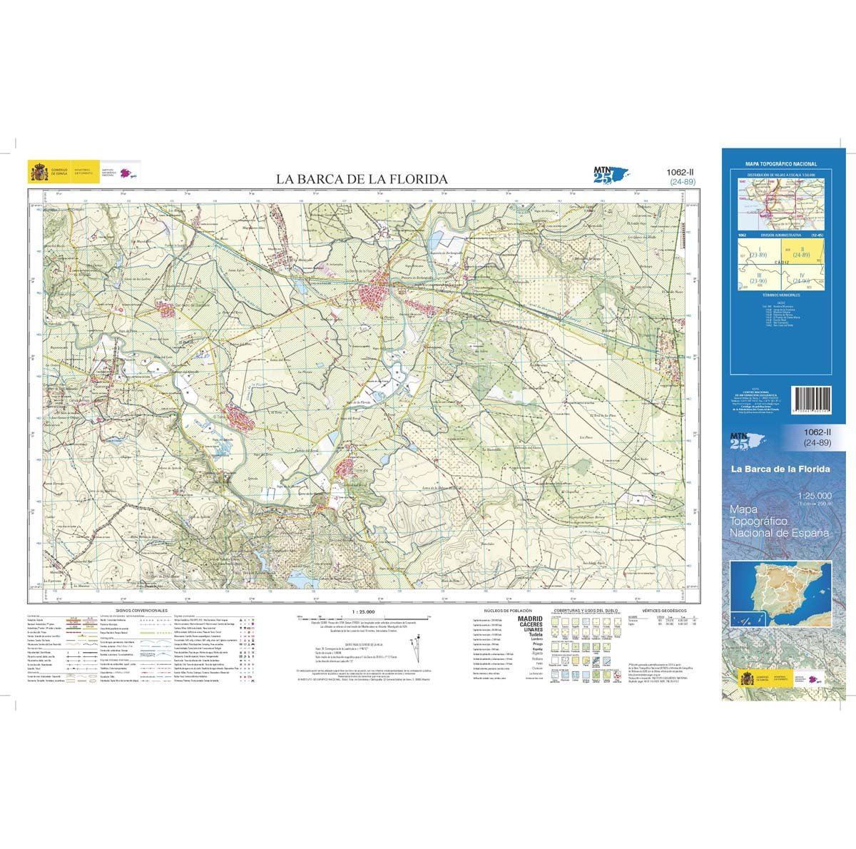 Carte topographique de l'Espagne n° 1062.2 - La Barca de la Florida | CNIG - 1/25 000 carte de randonnée CNIG
