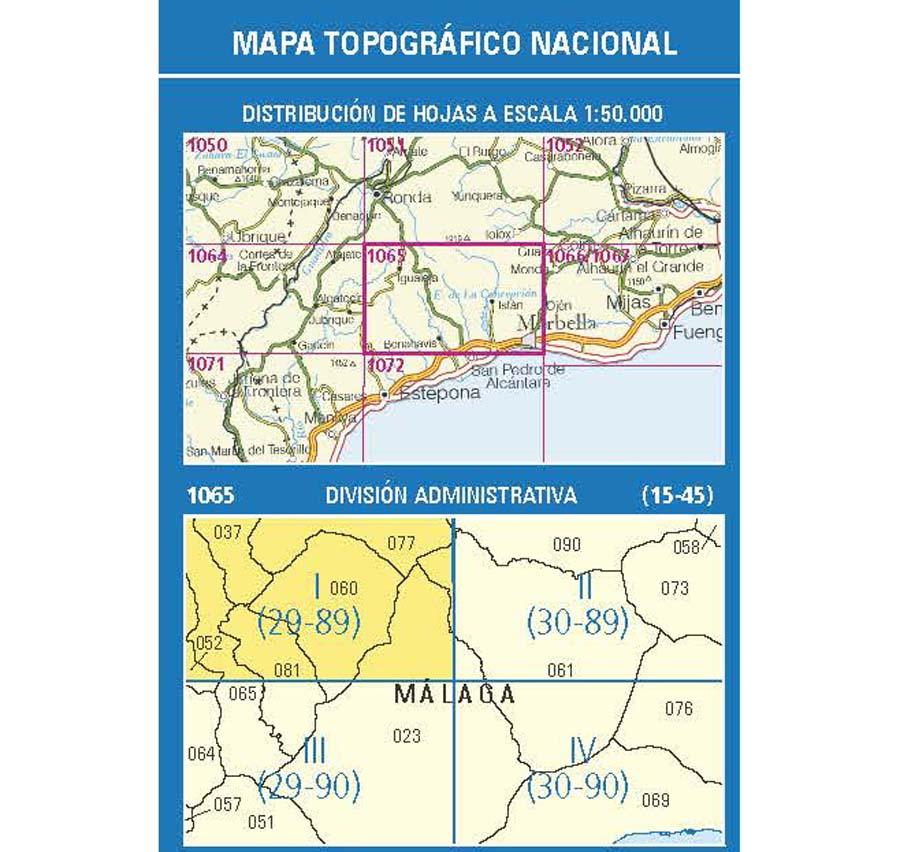 Carte topographique de l'Espagne n° 1065.1 - Igualeja | CNIG - 1/25 000 carte de randonnée CNIG