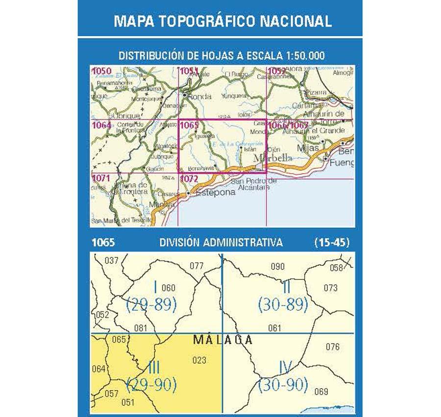 Carte topographique de l'Espagne n° 1065.3 - Benahavís | CNIG - 1/25 000 carte de randonnée CNIG