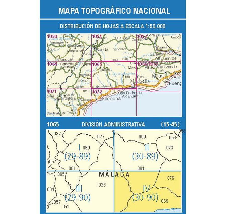 Carte topographique de l'Espagne n° 1065.4 - Marbella | CNIG - 1/25 000 carte de randonnée CNIG