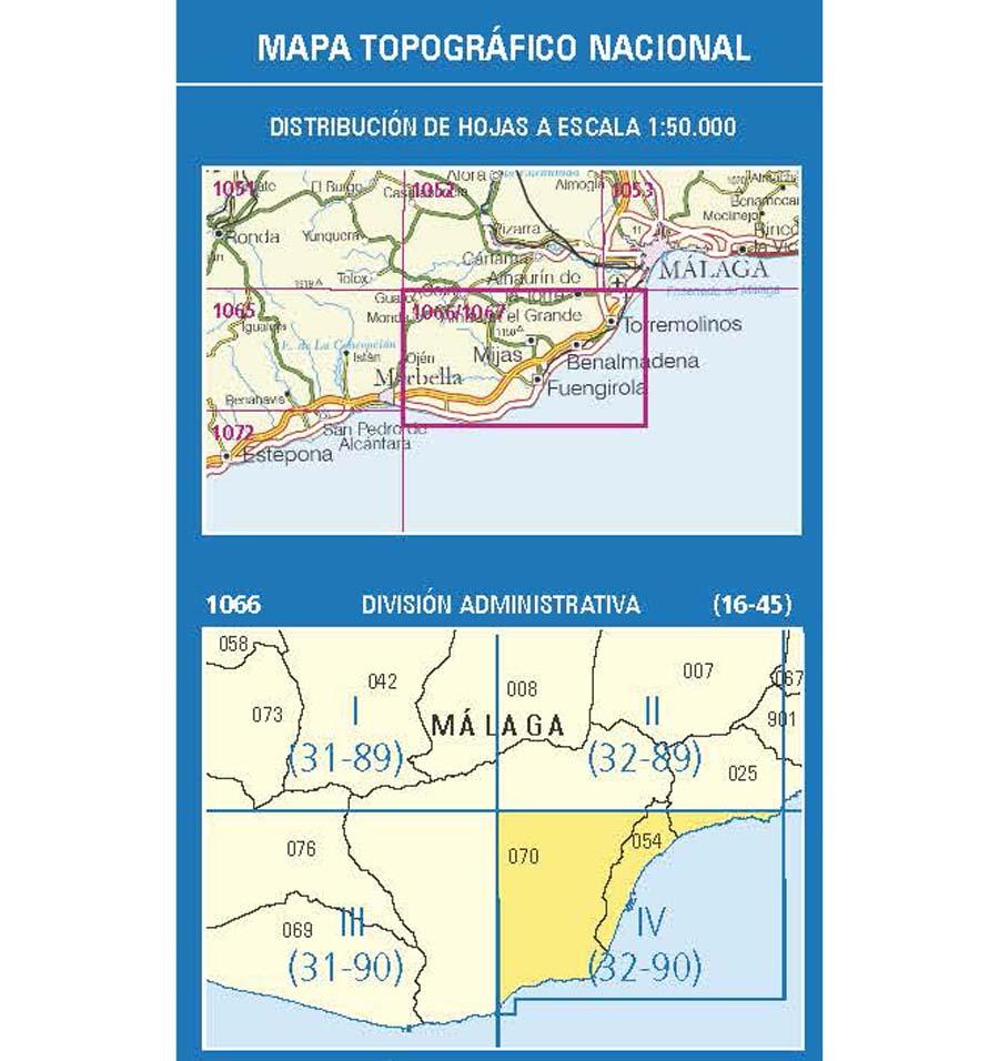Carte topographique de l'Espagne n° 1066.4 - Fuengirola | CNIG - 1/25 000 carte de randonnée CNIG
