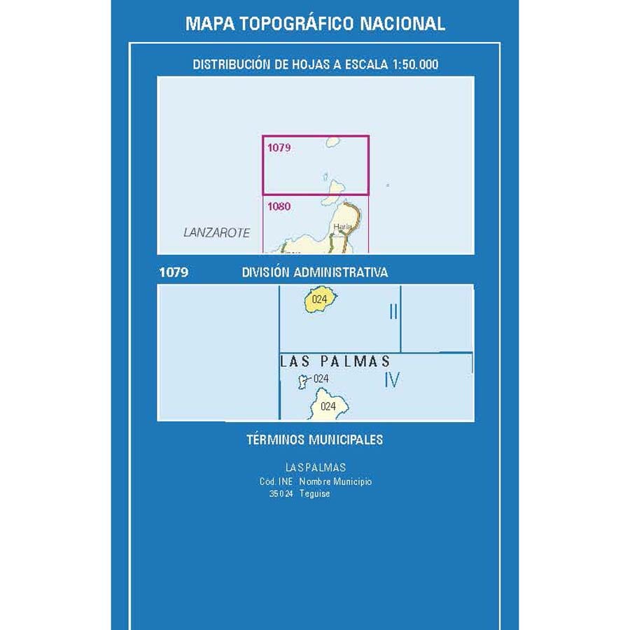 Carte topographique de l'Espagne n° 1079.2 - Isla de Alegranza (Lanzarote) | CNIG - 1/25 000 carte de randonnée CNIG
