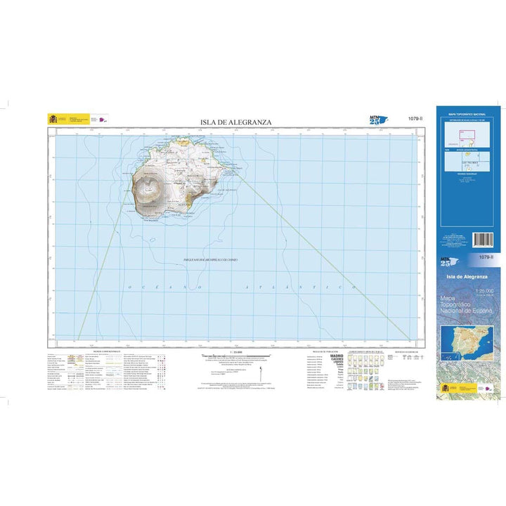 Carte topographique de l'Espagne n° 1079.2 - Isla de Alegranza (Lanzarote) | CNIG - 1/25 000 carte pliée CNIG 