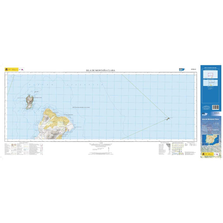 Carte topographique de l'Espagne n° 1079.4 - Isla de Montaña Clara (Lanzarote) | CNIG - 1/25 000 carte pliée CNIG 