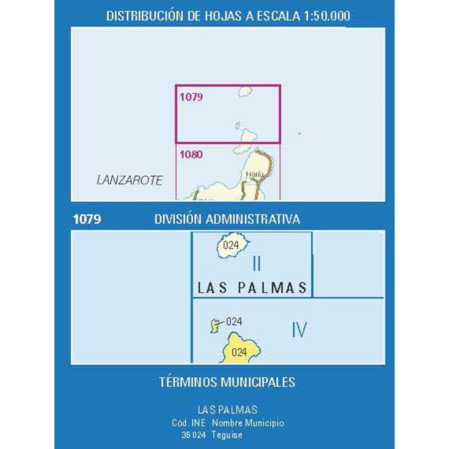 Carte topographique de l'Espagne n° 1079.4 - Isla de Montaña Clara (Lanzarote) | CNIG - 1/25 000 carte de randonnée CNIG