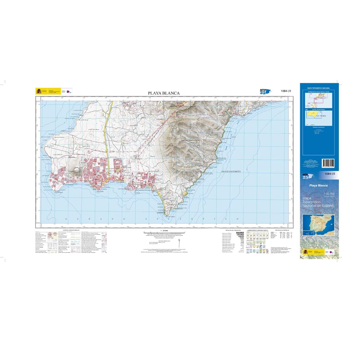 Carte topographique de l'Espagne n° 1084.1/2 - Playa Blanca (Lanzarote) | CNIG - 1/25 000 carte de randonnée CNIG