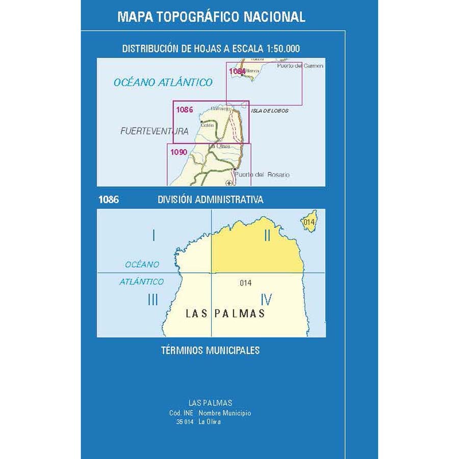 Carte topographique de l'Espagne n° 1086.2 - Corralejo (Fuerteventura) | CNIG - 1/25 000 carte pliée CNIG 