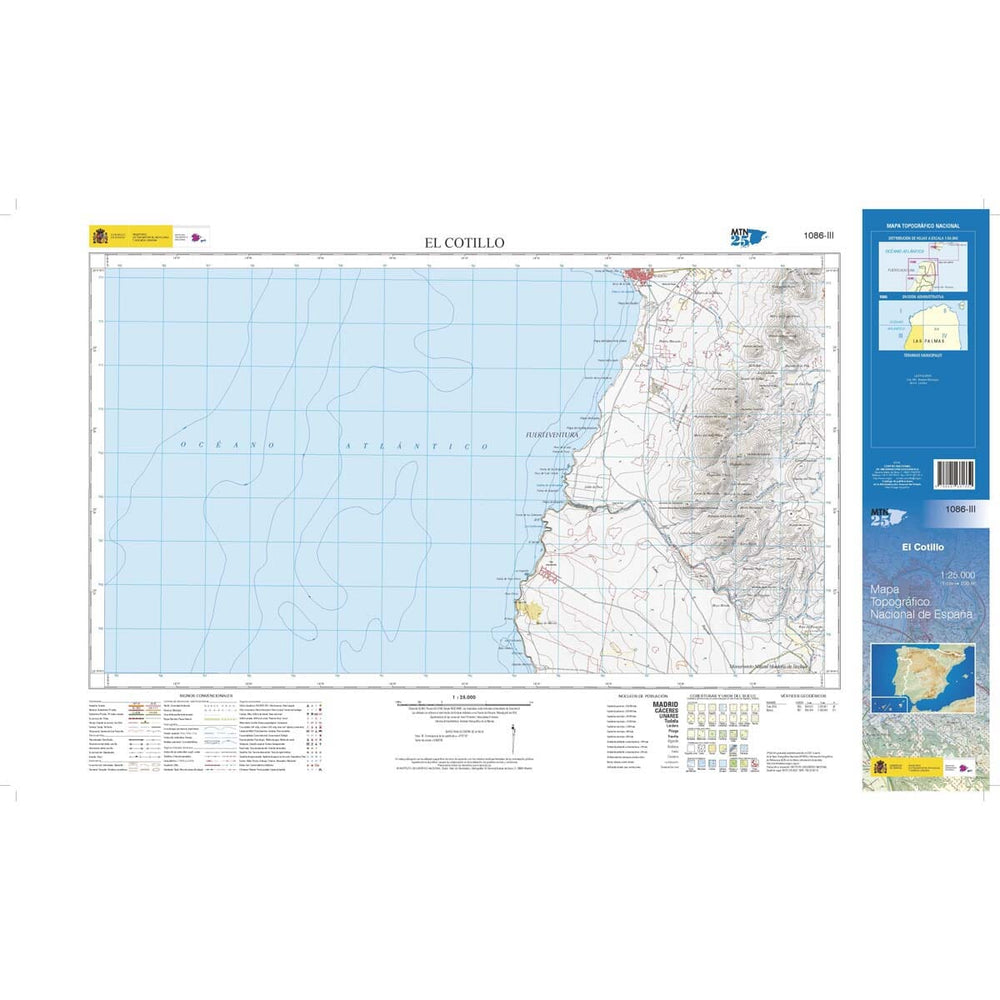 Carte topographique de l'Espagne n° 1086.3 - El Cotillo (Fuerteventura) | CNIG - 1/25 000 carte pliée CNIG 