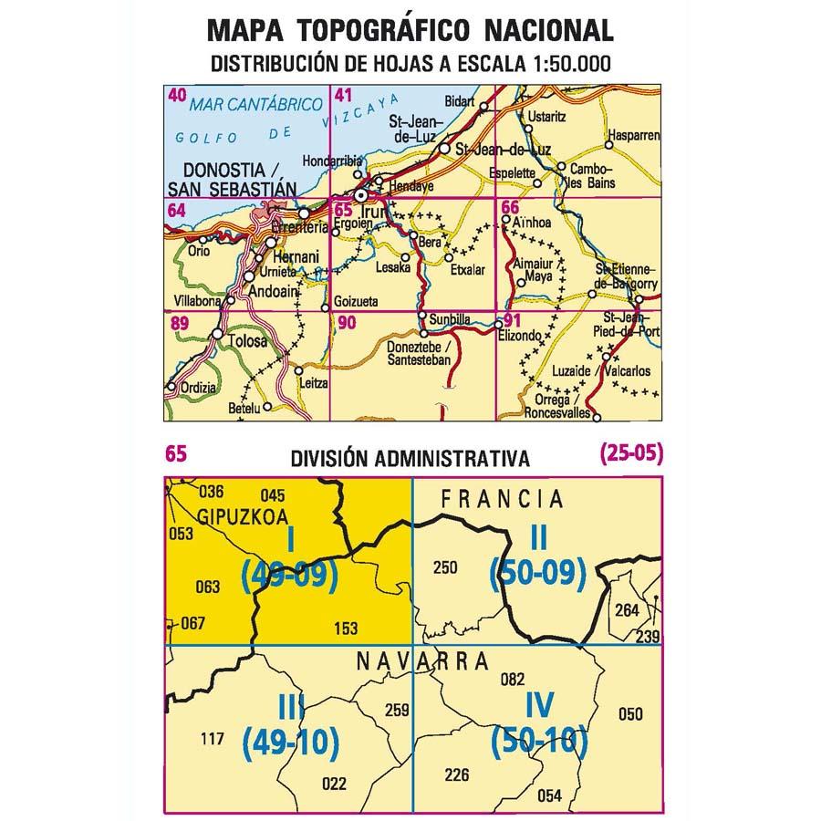 Carte topographique de l'Espagne n° 0065.1 - Ergoien | CNIG - 1/25 000 carte de randonnée CNIG