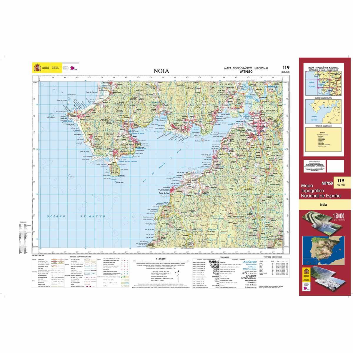 Carte topographique de l'Espagne n° 0119 - Noia | CNIG - 1/50 000 carte de randonnée CNIG Default Title