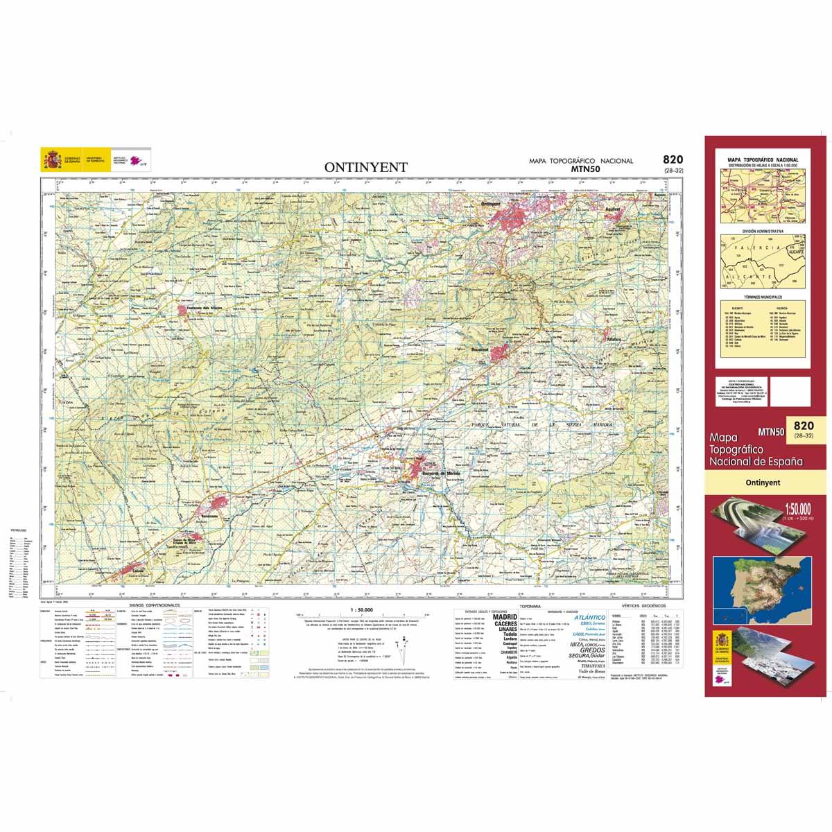 Carte topographique de l'Espagne n° 0820 - Ontinyent | CNIG - 1/50 000 carte de randonnée CNIG Default Title