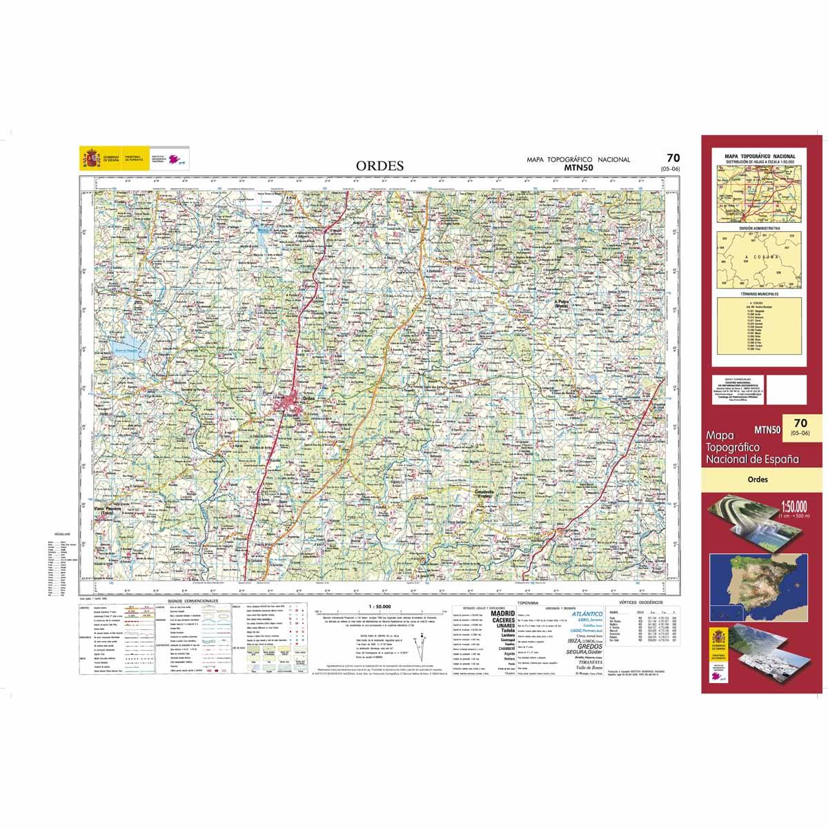 Carte topographique de l'Espagne n° 0070 - Ordes | CNIG - 1/50 000 carte de randonnée CNIG Default Title