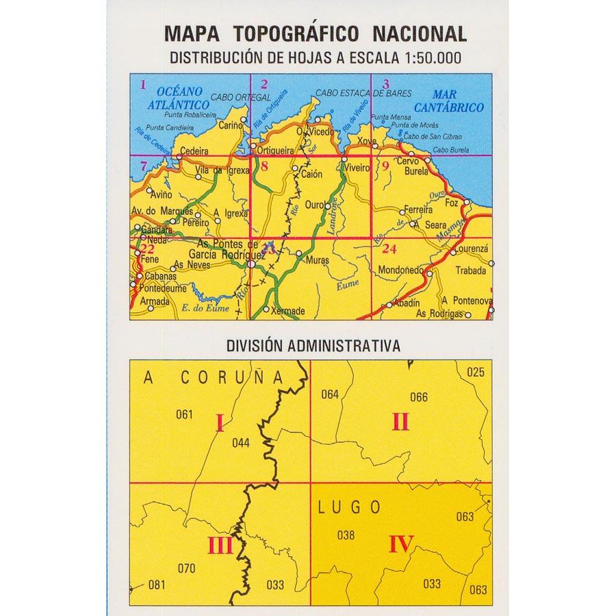 Carte topographique de l'Espagne n° 0008.4 - Ourol | CNIG - 1/25 000 carte de randonnée CNIG