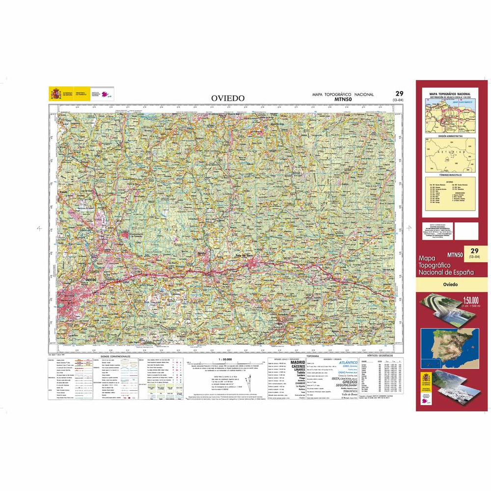 Carte topographique de l'Espagne - Oviedo, n° 0029 | CNIG - 1/50 000 carte pliée CNIG 