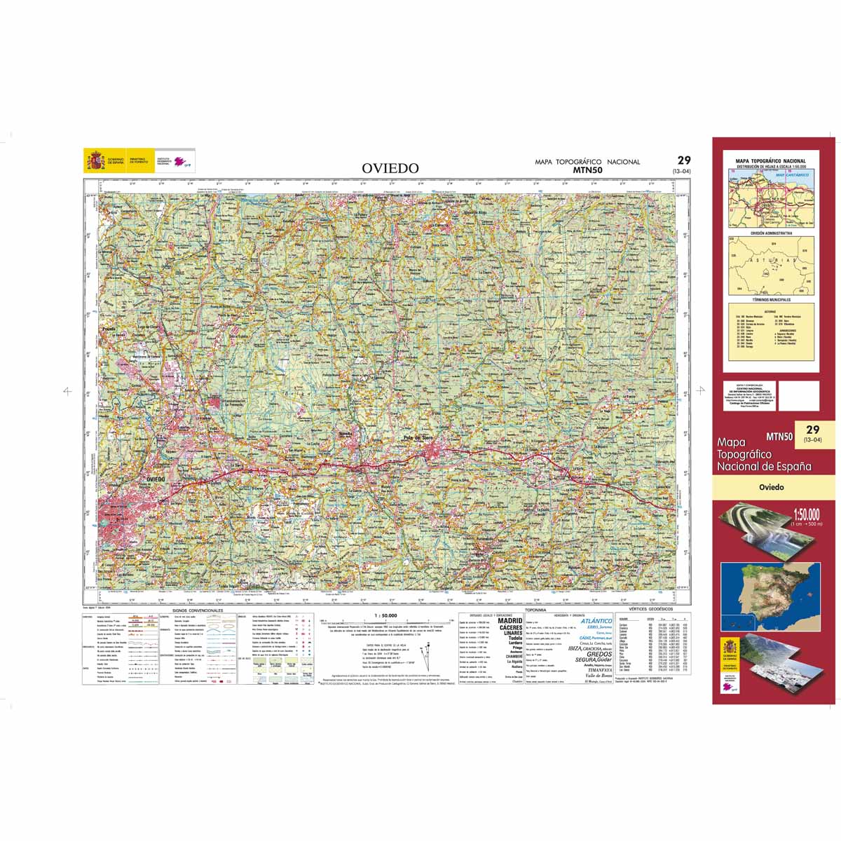 Carte topographique de l'Espagne n° 0029 - Oviedo | CNIG - 1/50 000 carte de randonnée CNIG Default Title