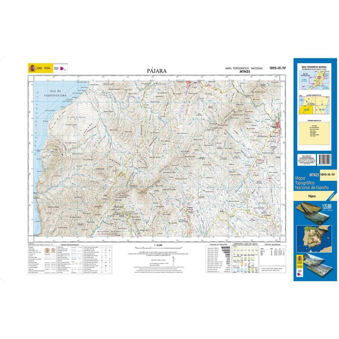 Carte topographique de l'Espagne - Pájara (Fuerteventura), n° 1093.3/4 | CNIG - 1/25 000 carte pliée CNIG 