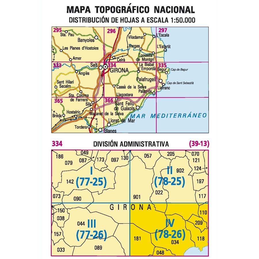 Carte topographique de l'Espagne - Palamós, n° 0334.4 | CNIG - 1/25 000 carte pliée CNIG 