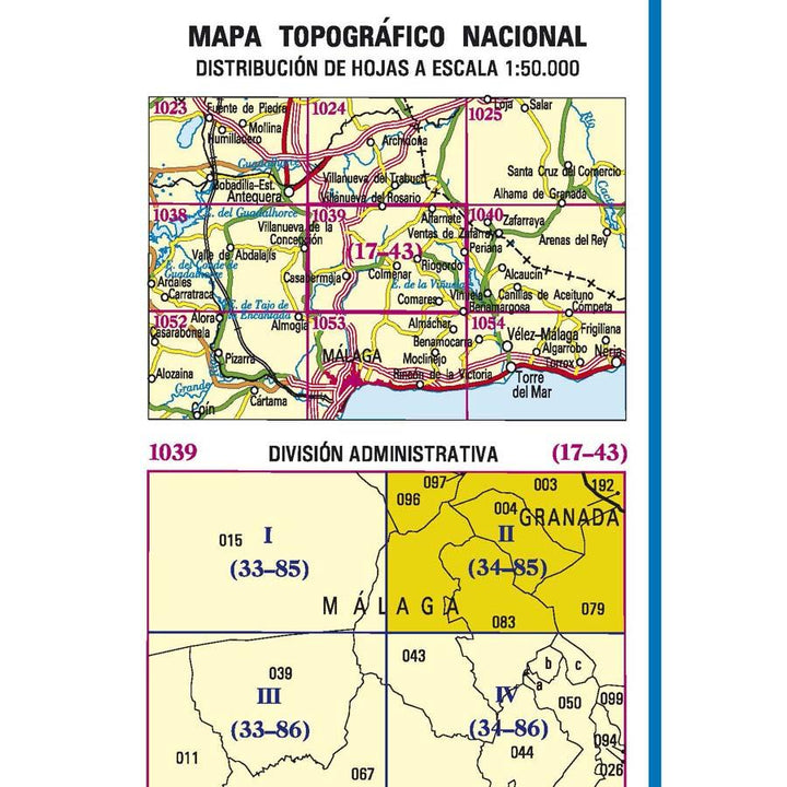 Carte topographique de l'Espagne - Periana, n° 1039.2 | CNIG - 1/25 000 carte pliée CNIG 