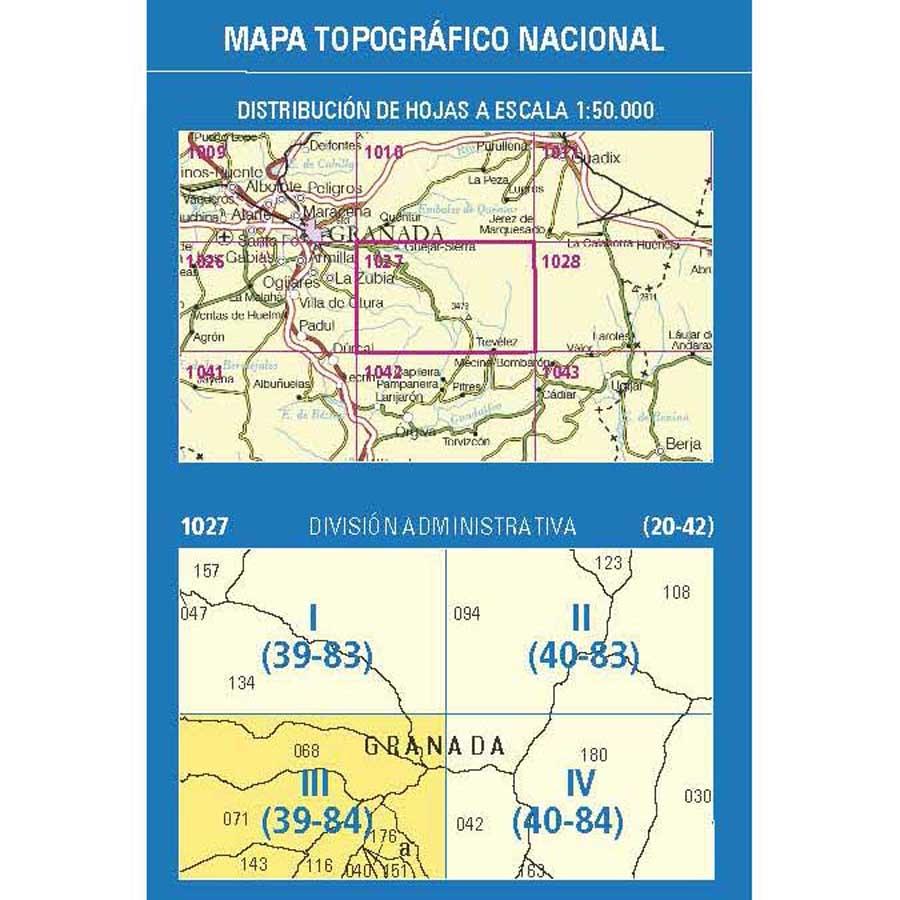 Carte topographique de l'Espagne n° 1027.3 - Pico del Veleta | CNIG - 1/25 000 carte de randonnée CNIG