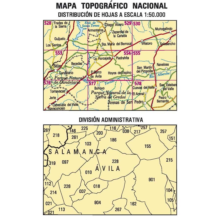 Carte topographique de l'Espagne n° 0554 - Piedrahita | CNIG - 1/50 000 carte de randonnée CNIG