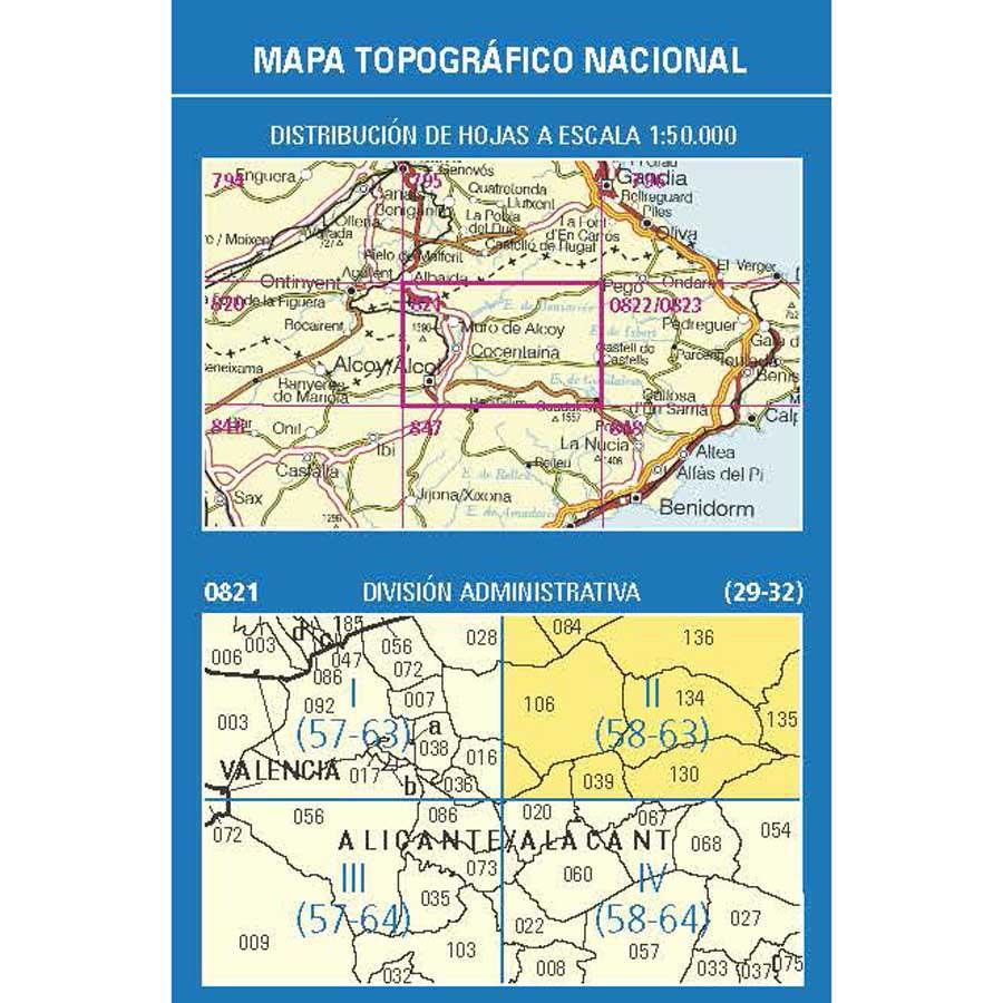 Carte topographique de l'Espagne n° 0821.2 - Planes | CNIG - 1/25 000 carte de randonnée CNIG
