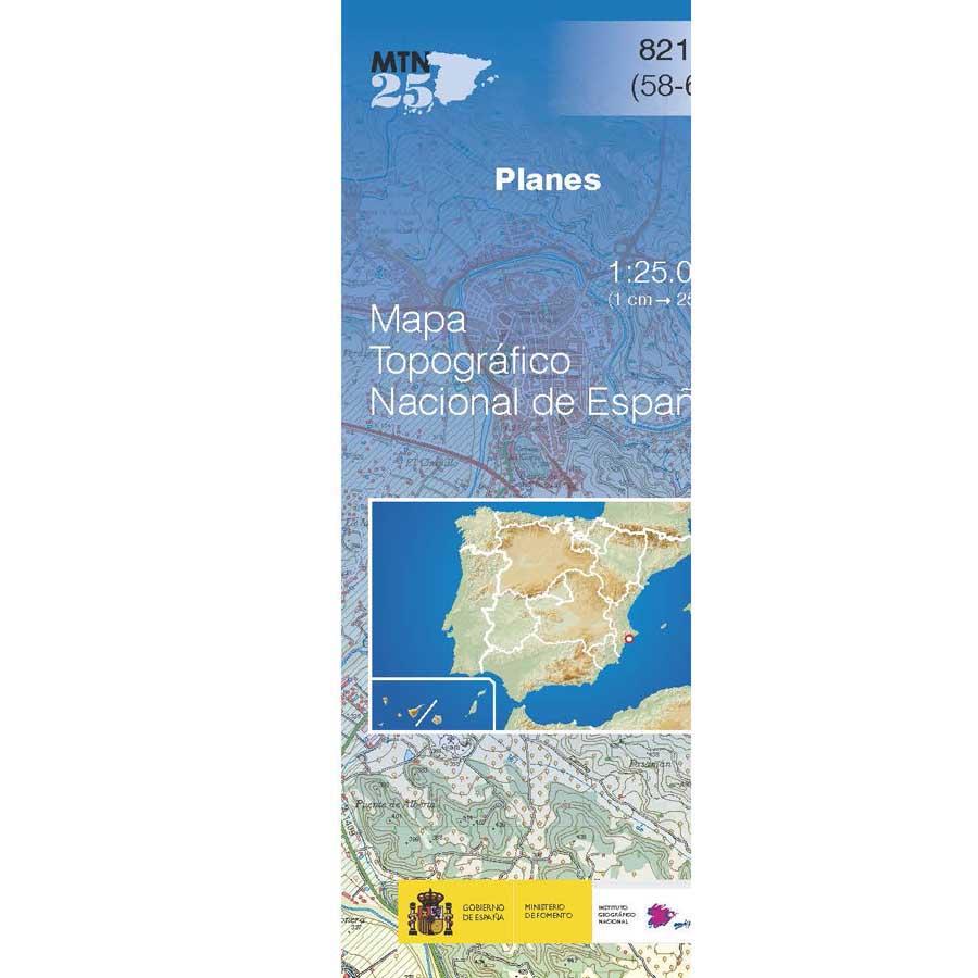 Carte topographique de l'Espagne n° 0821.2 - Planes | CNIG - 1/25 000 carte de randonnée CNIG