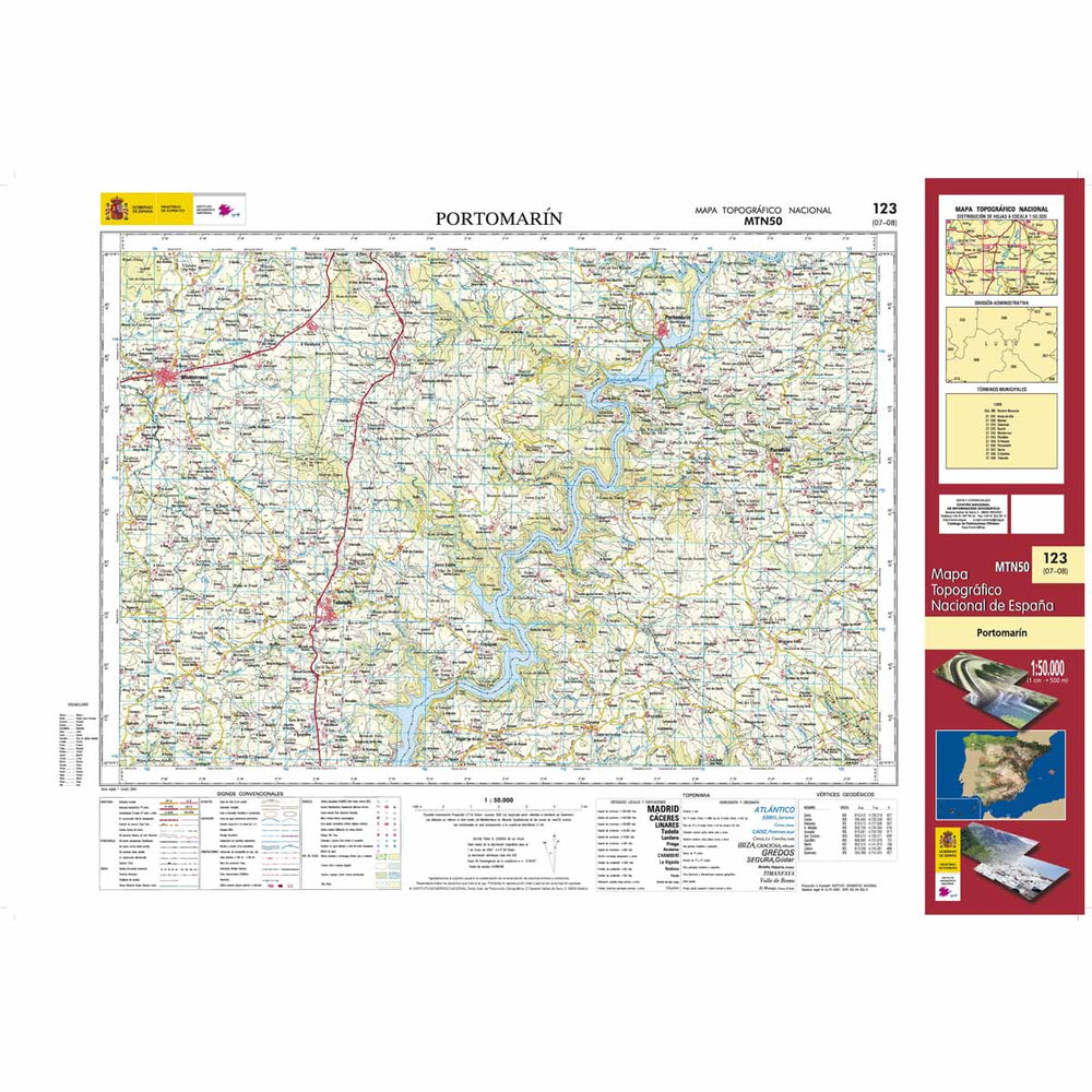 Carte topographique de l'Espagne - Portomarín, n° 0123 | CNIG - 1/50 000 carte pliée CNIG 