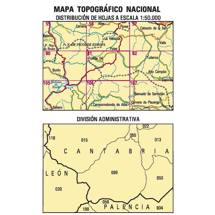 Carte topographique de l'Espagne - Potes, n° 0081 | CNIG - 1/50 000 carte pliée CNIG 