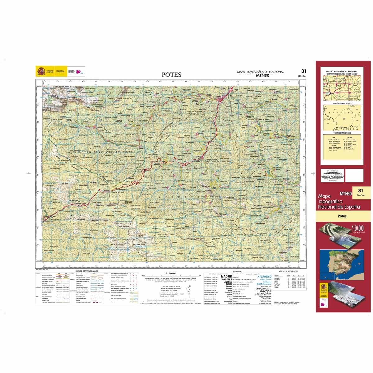 Carte topographique de l'Espagne n° 0081 - Potes | CNIG - 1/50 000 carte de randonnée CNIG Default Title