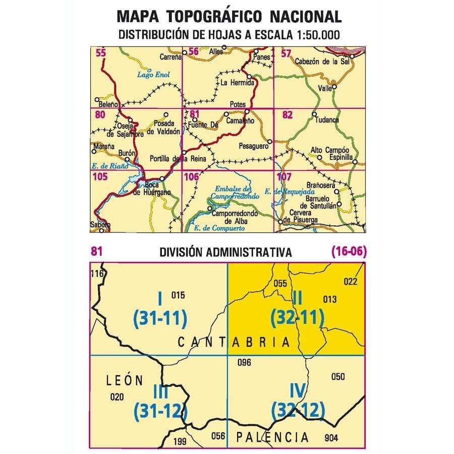 Carte topographique de l'Espagne n° 0081.2 - Potes | CNIG - 1/25 000 carte de randonnée CNIG