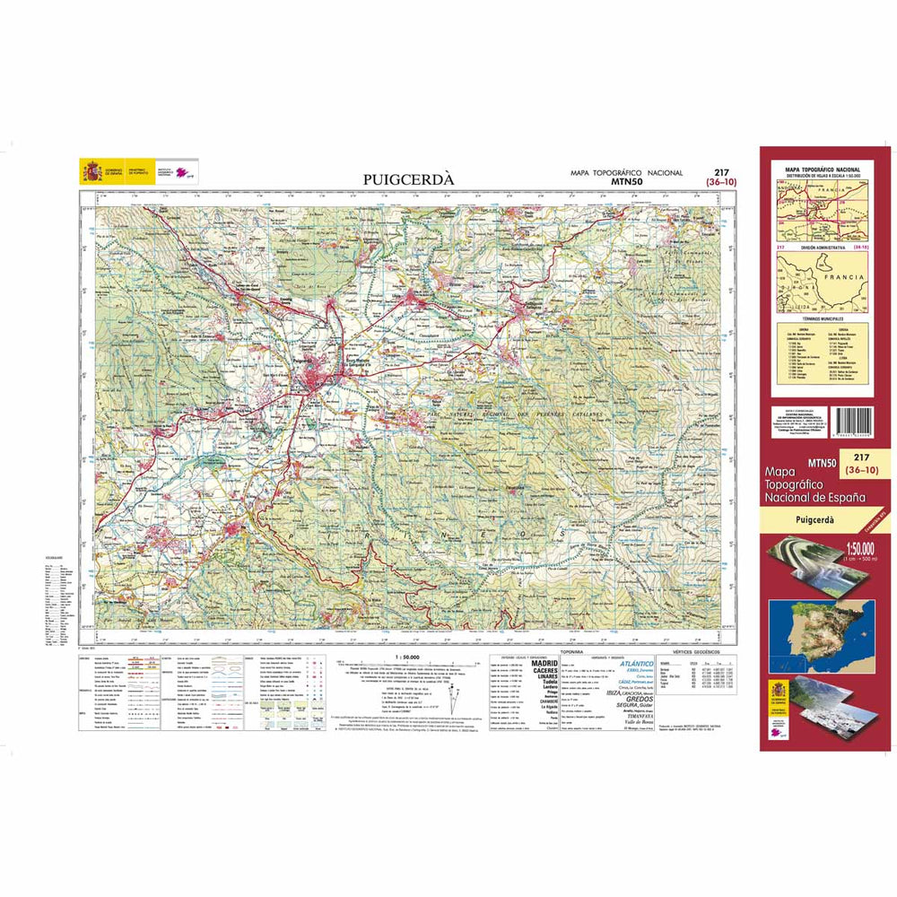 Carte topographique de l'Espagne - Puigcerdá, n° 0207 | CNIG - 1/50 000 carte pliée CNIG 
