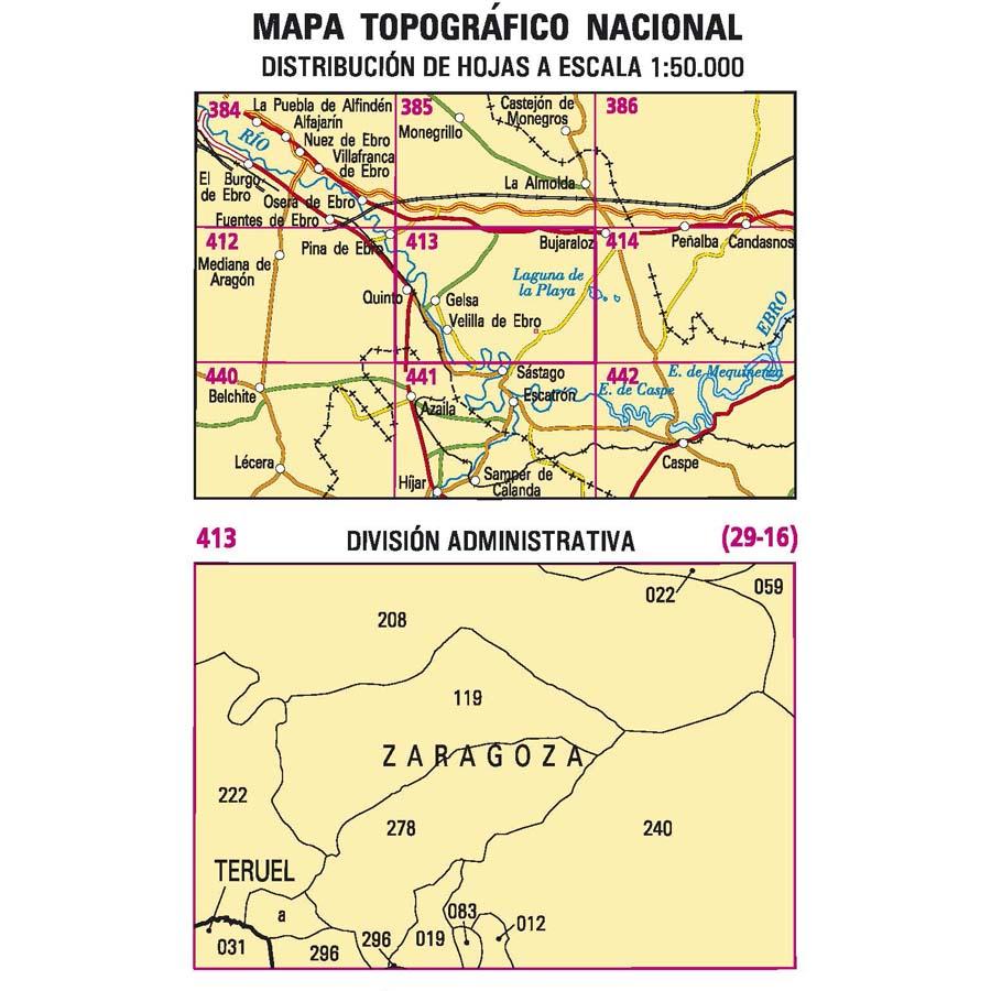 Carte topographique de l'Espagne n° 0413 - Quinto | CNIG - 1/50 000 carte de randonnée CNIG
